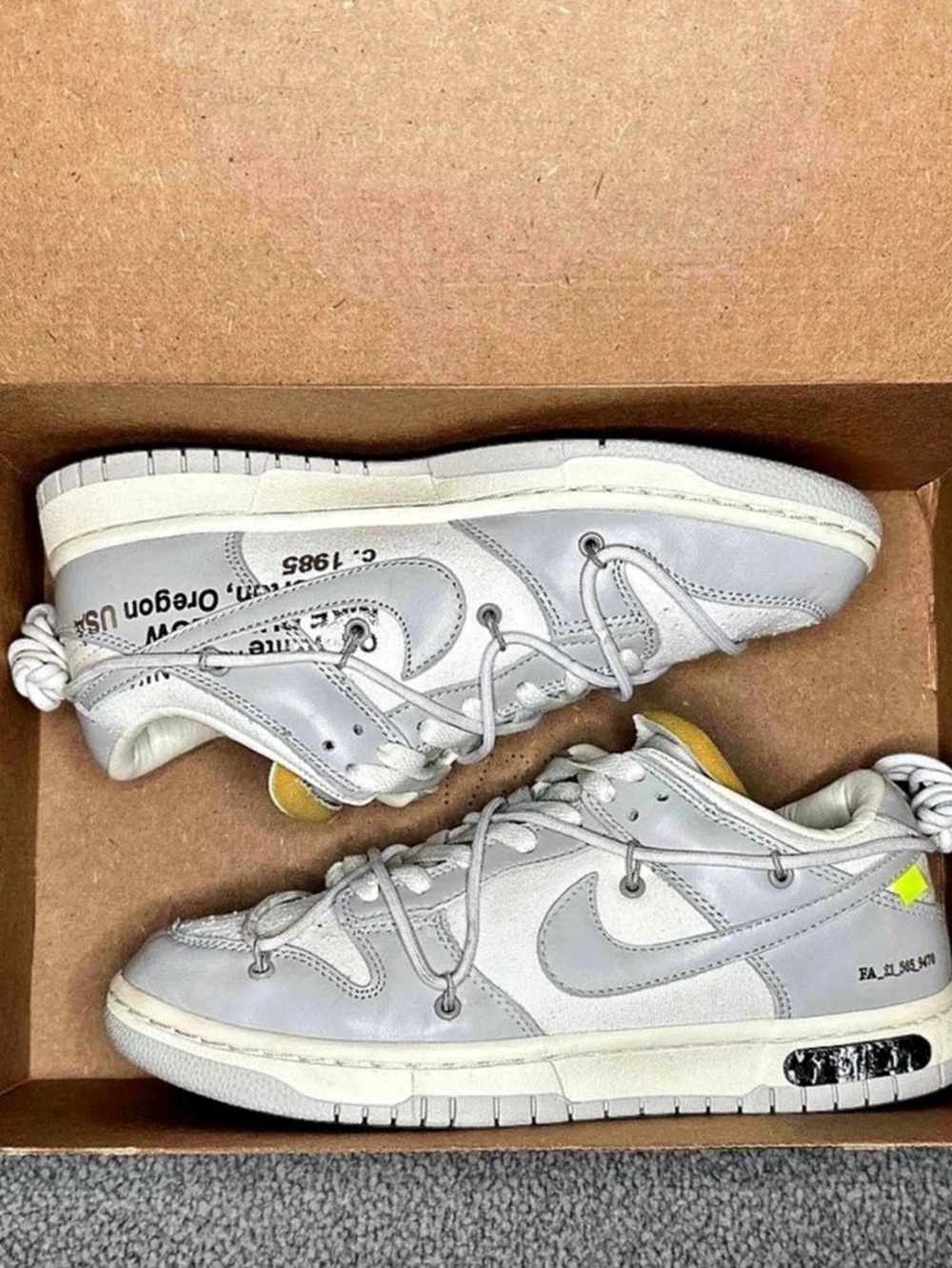 Nike Off-White x Dunk Low Lot 49 of 50 Neutral Grey/White DM1602-123 2021 Size 9